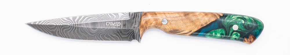 Carved Damascus Field Knife #20672