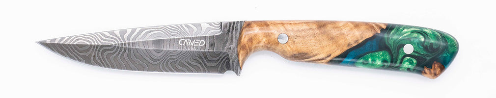 Carved Damascus Field Knife #20672