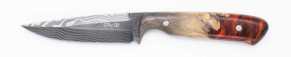 Carved Damascus Field Knife #20675