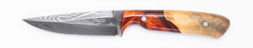 Carved Damascus Field Knife #20682