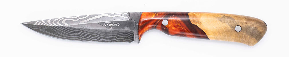 Carved Damascus Field Knife #20682