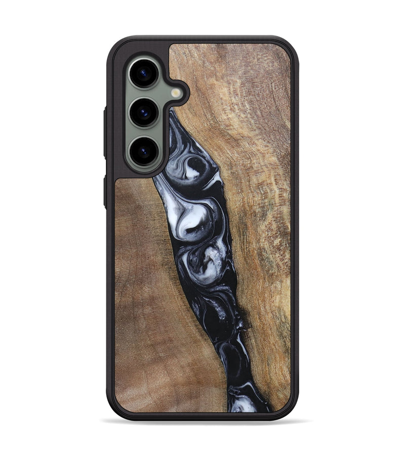Galaxy S24 Plus Wood+Resin Phone Case - Kristy (Black & White, 695876)