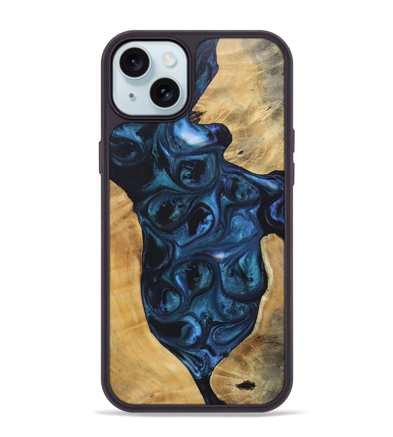 iPhone 15 Plus Wood+Resin Phone Case - Trisha (Mosaic, 696644)