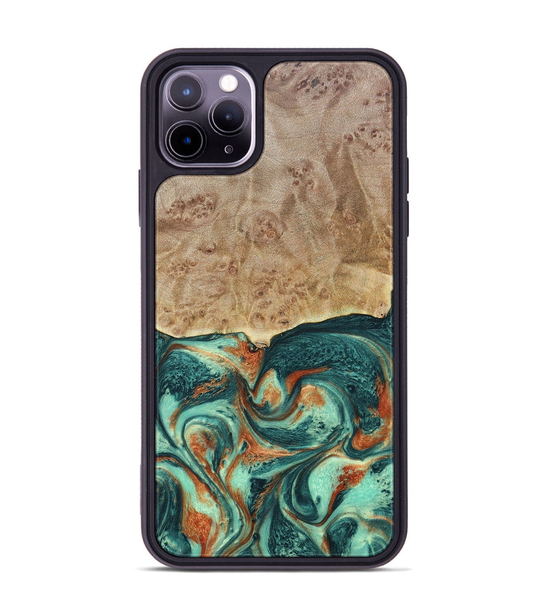iPhone 11 Pro Max Wood+Resin Phone Case - Miguel (Green, 697003)