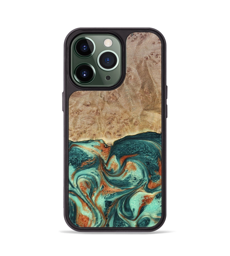 iPhone 13 Pro Wood+Resin Phone Case - Miguel (Green, 697003)