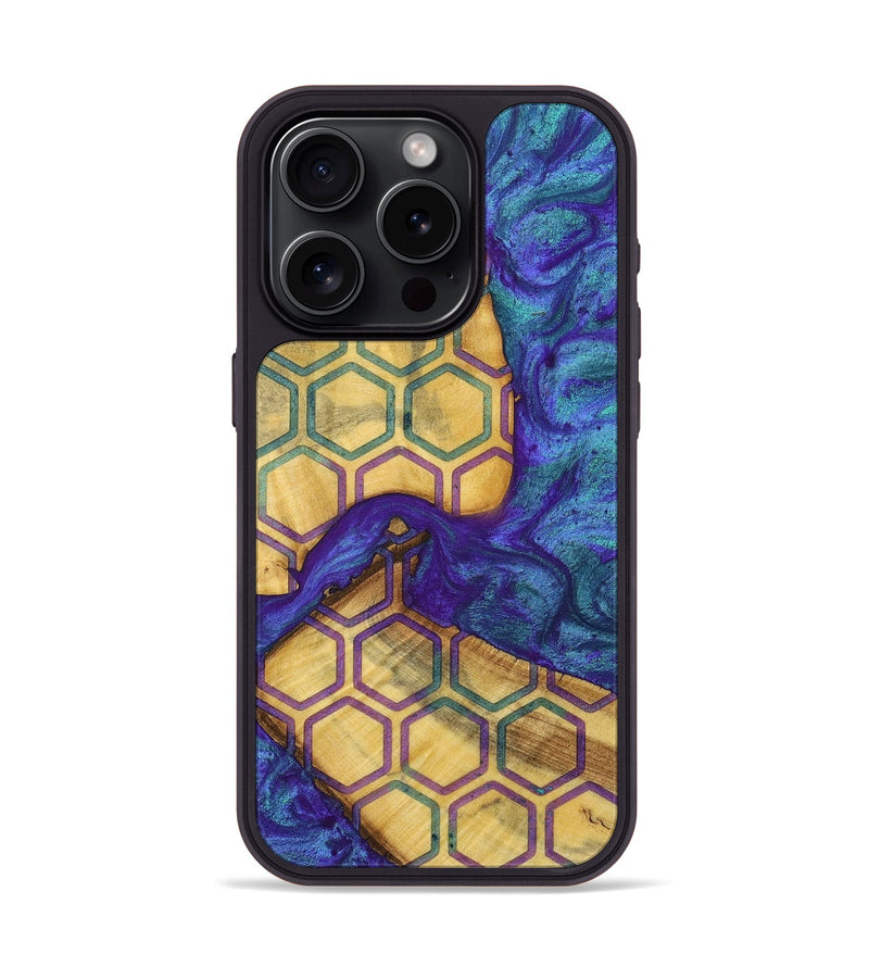 iPhone 15 Pro Wood+Resin Phone Case - Sara (Pattern, 698333)