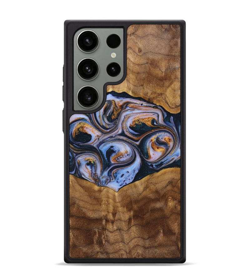 Galaxy S24 Ultra Wood+Resin Phone Case - Melinda (Teal & Gold, 699064)