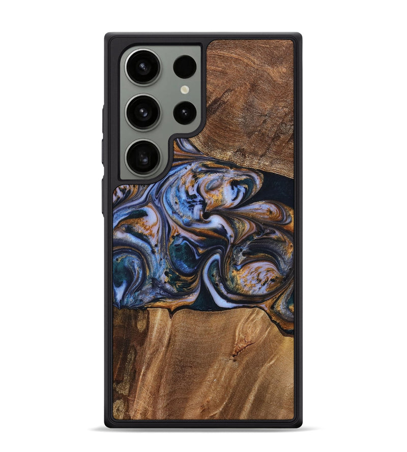 Galaxy S24 Ultra Wood+Resin Phone Case - Patrick (Teal & Gold, 699070)
