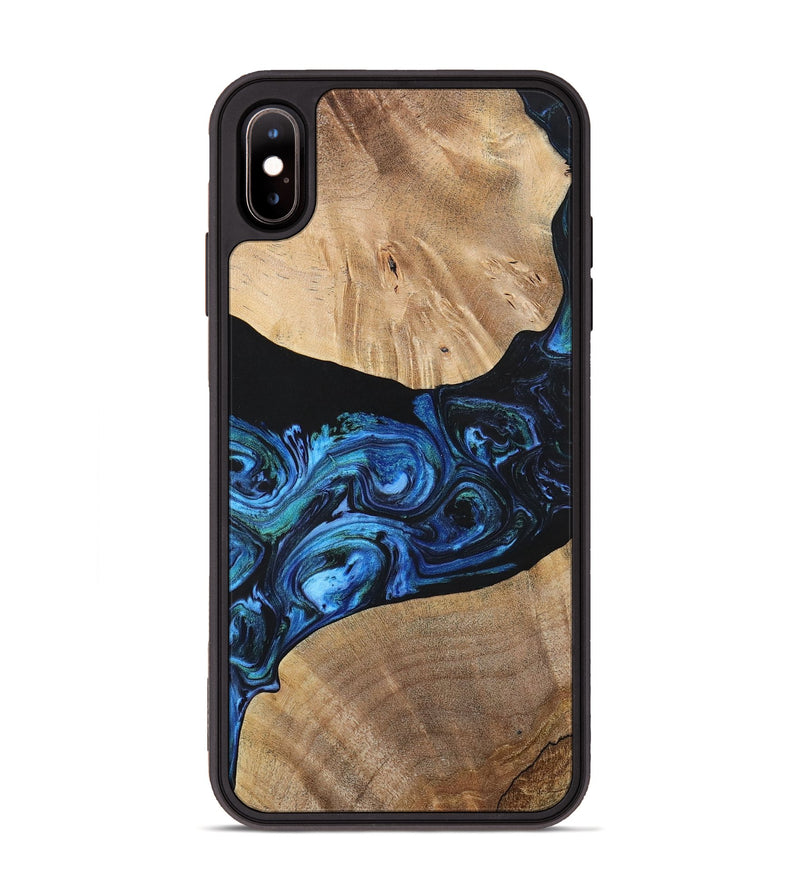iPhone Xs Max Wood+Resin Phone Case - Geoffrey (Blue, 699129)