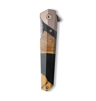 Live Edge Wood+Resin Pocket Knife - Candice (Pure Black, 699498)