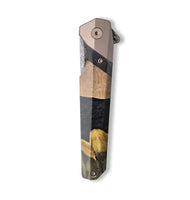 Live Edge Wood+Resin Pocket Knife - Sam (Pure Black, 699499)