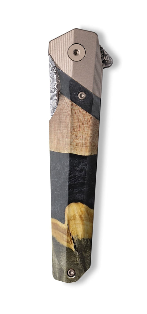 Live Edge Wood+Resin Pocket Knife - Sam (Pure Black, 699499)