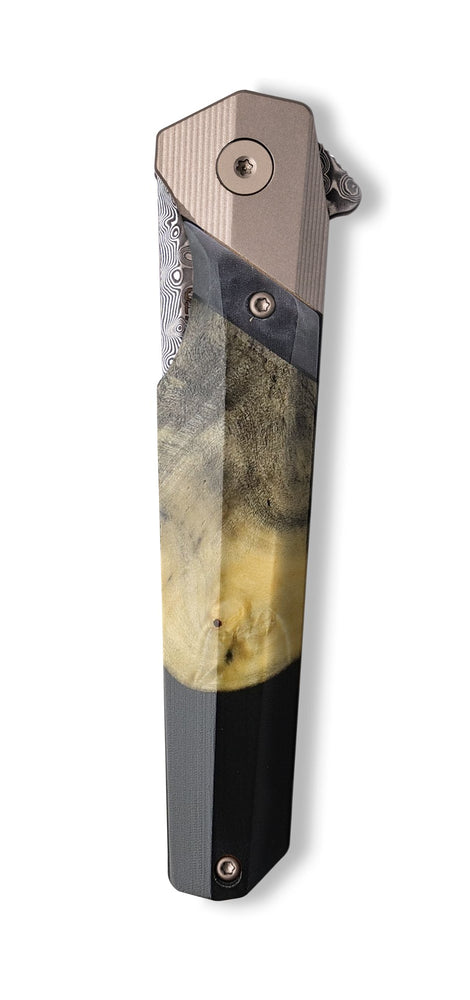 Live Edge Wood+Resin Pocket Knife - Kayleigh (Pure Black, 699500)