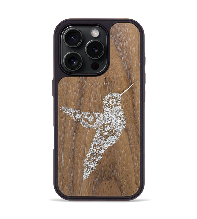 iPhone 16 Pro Wood+Resin Phone Case - Hover In The Moment - Walnut (Curated)