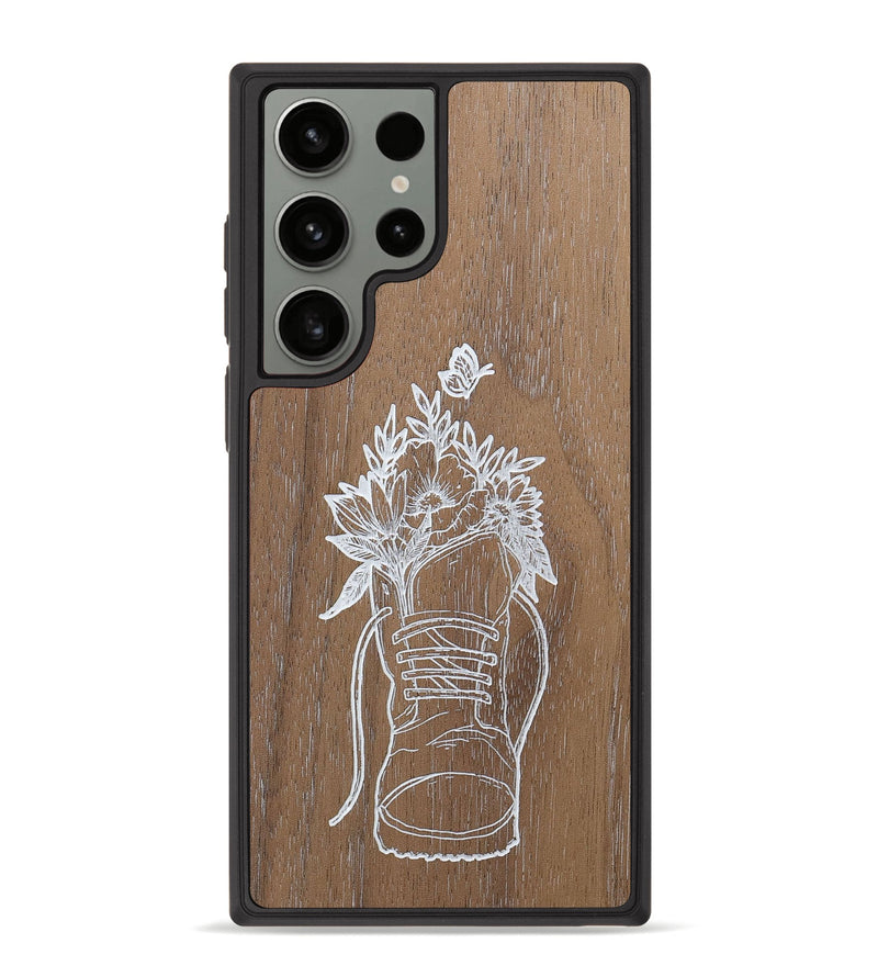 Galaxy S23 Ultra Wood+Resin Phone Case - Wildflower Walk - Walnut (Curated)