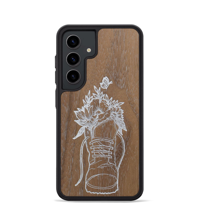 Galaxy S24 Wood+Resin Phone Case - Wildflower Walk - Walnut (Curated)