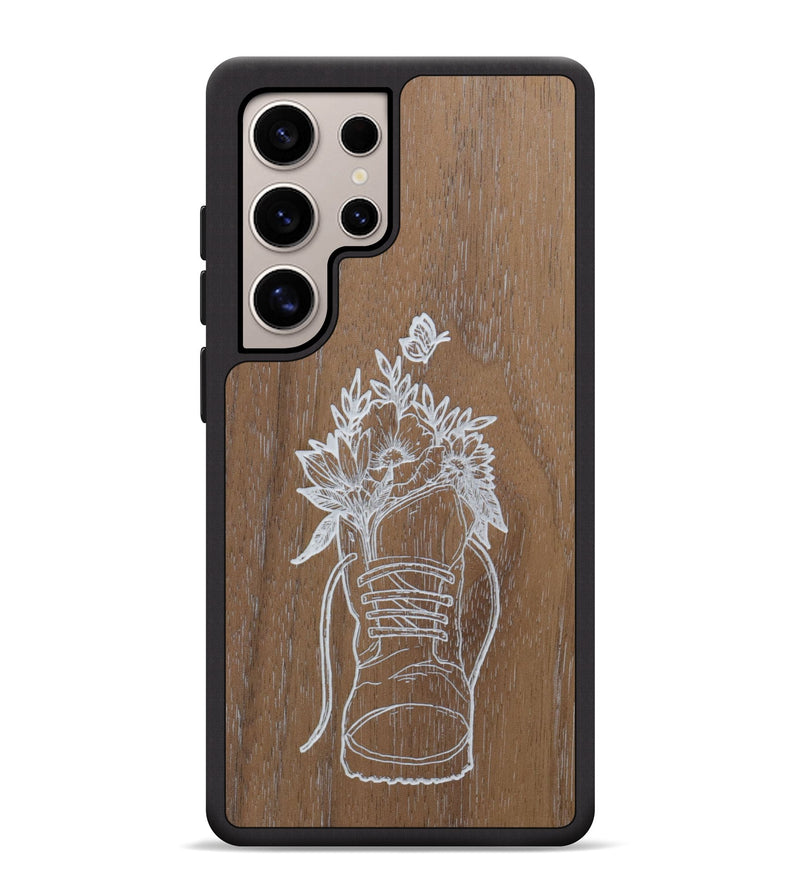 Galaxy S25 Ultra Wood Phone Case - Wildflower Walk - Walnut (Curated, 699947)