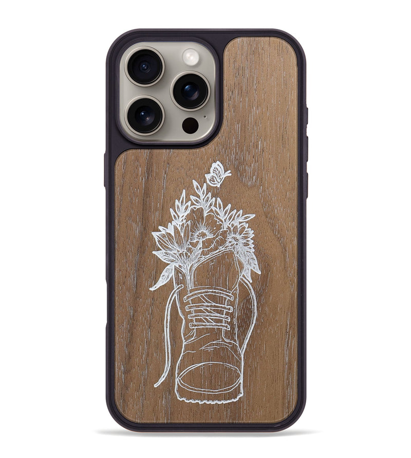 iPhone 16 Pro Max Wood+Resin Phone Case - Wildflower Walk - Walnut (Curated)