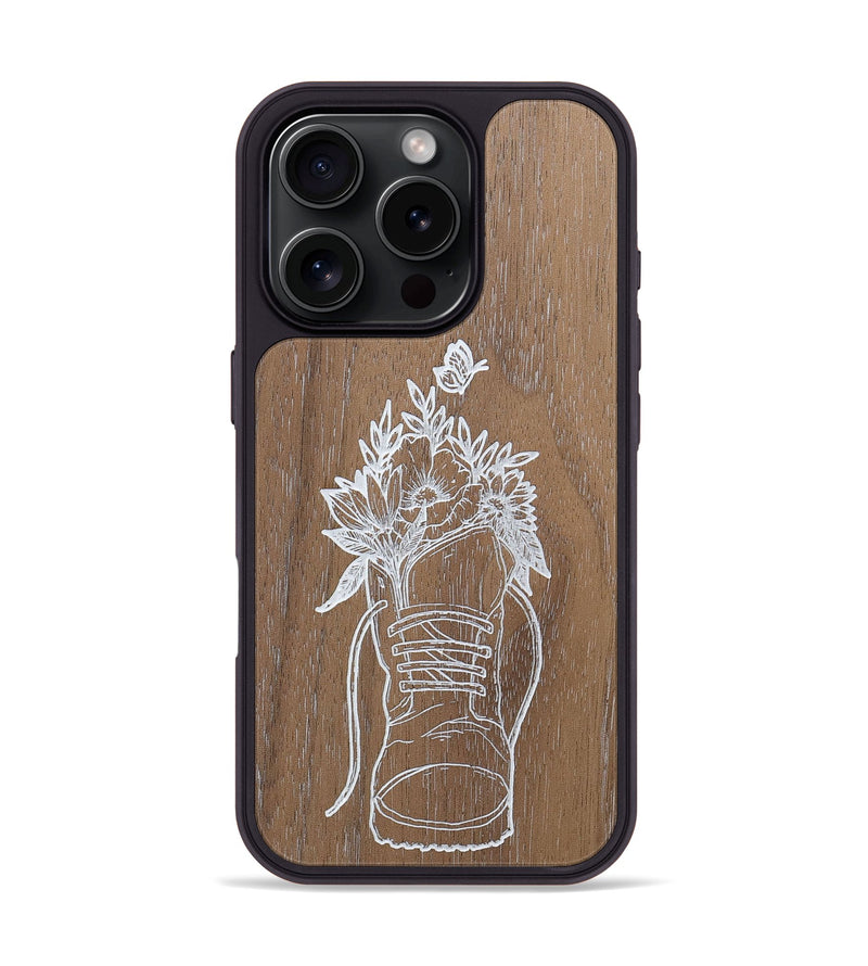 iPhone 16 Pro Wood+Resin Phone Case - Wildflower Walk - Walnut (Curated)