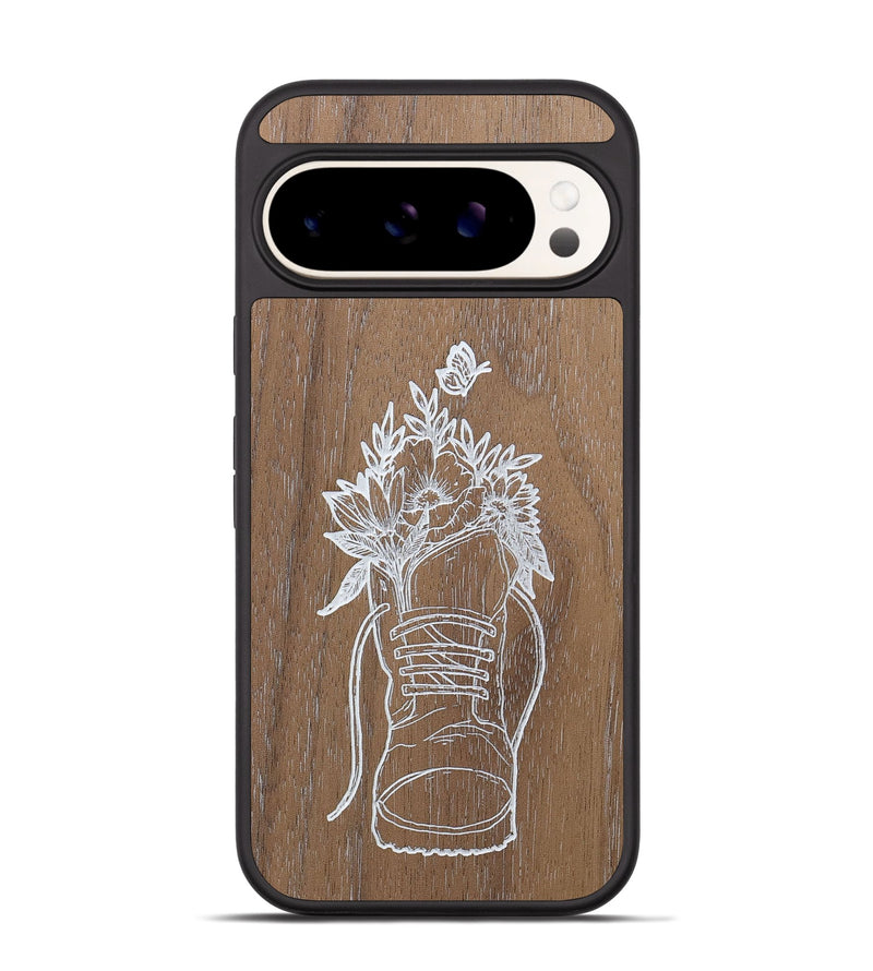 Pixel 9 Wood+Resin Phone Case - Wildflower Walk - Walnut (Curated)