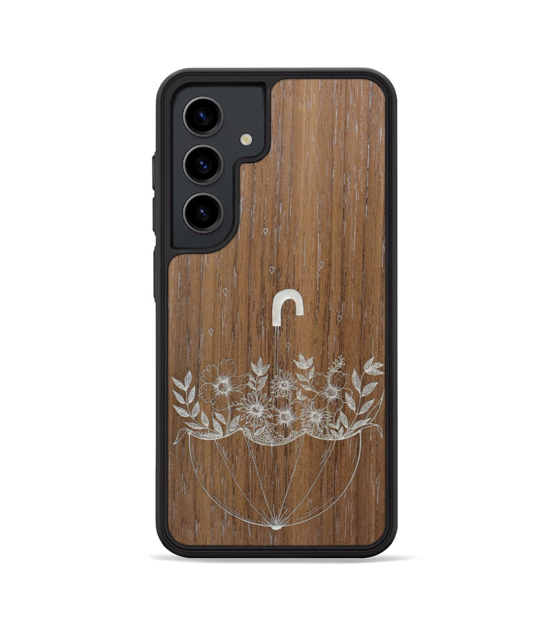 Galaxy S24 Wood+Resin Phone Case - No Rain No Flowers - Walnut (Curated)