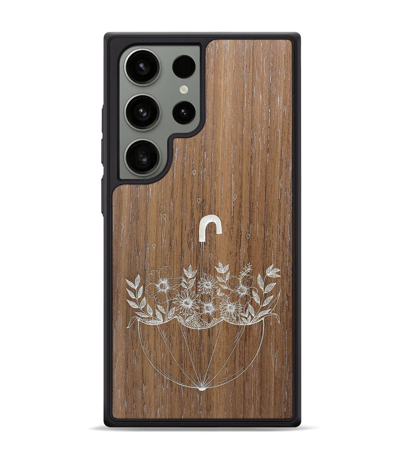 Galaxy S24 Ultra Wood+Resin Phone Case - No Rain No Flowers - Walnut (Curated)