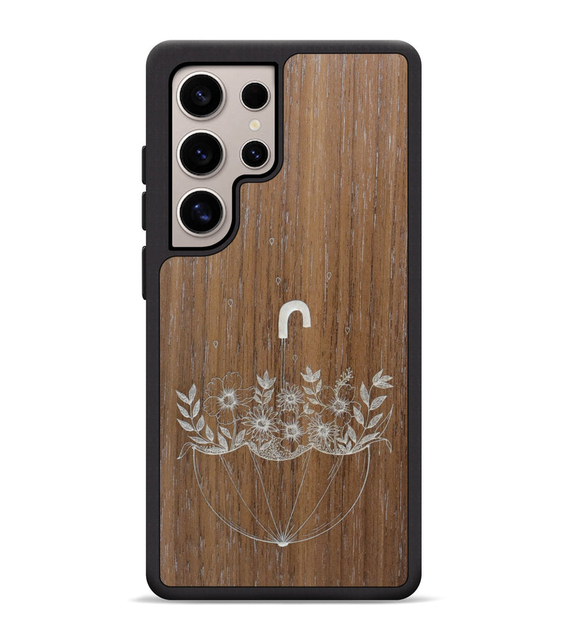 Galaxy S25 Ultra Wood Phone Case - No Rain No Flowers - Walnut (Curated, 699950)