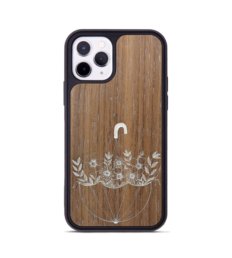 iPhone 11 Pro Wood+Resin Phone Case - No Rain No Flowers - Walnut (Curated)