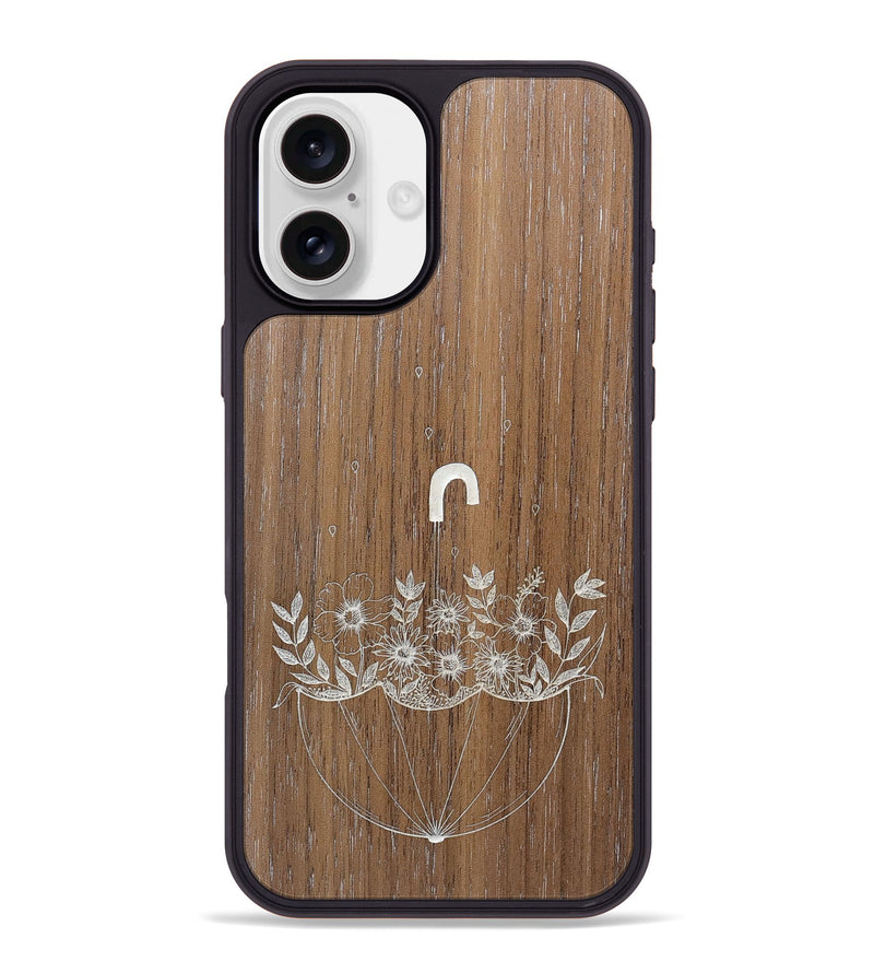 iPhone 16 Plus Wood+Resin Phone Case - No Rain No Flowers - Walnut (Curated)