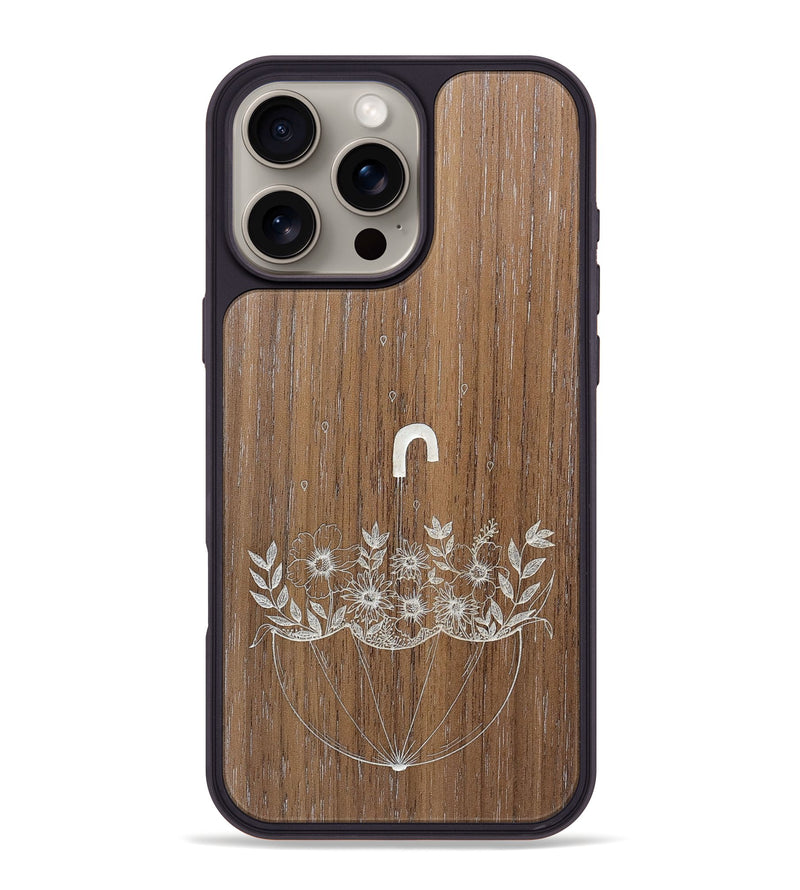 iPhone 16 Pro Max Wood+Resin Phone Case - No Rain No Flowers - Walnut (Curated)