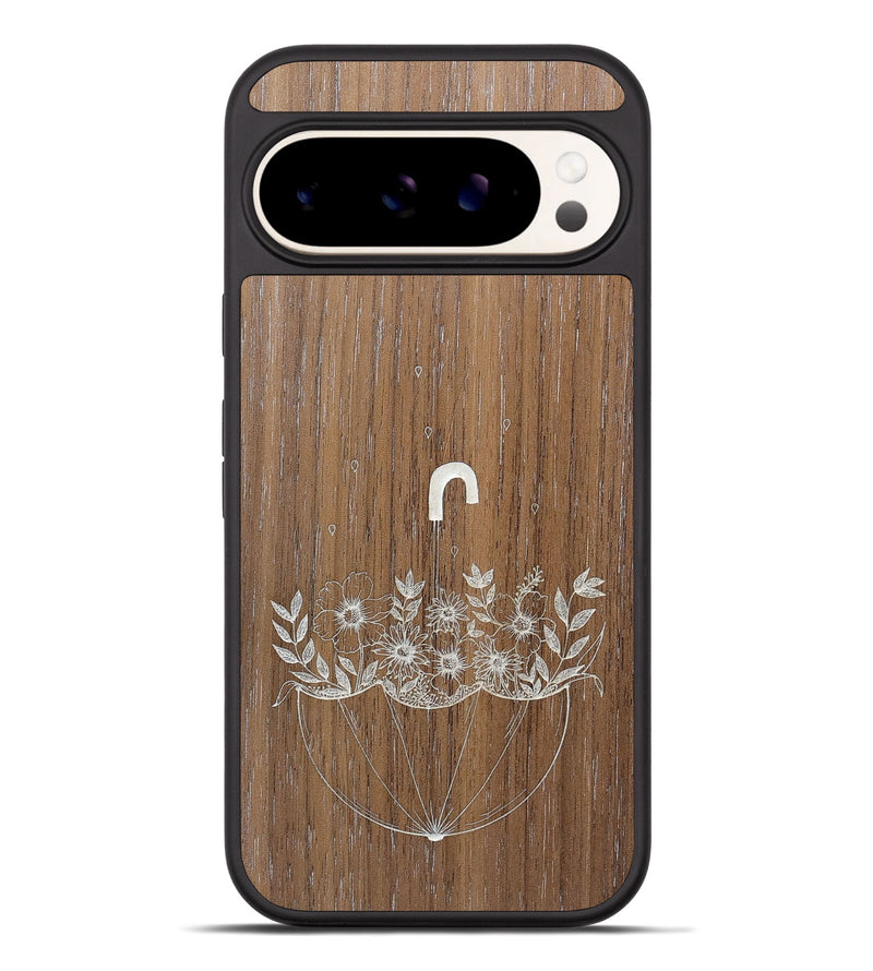 Pixel 9 Pro XL Wood+Resin Phone Case - No Rain No Flowers - Walnut (Curated)