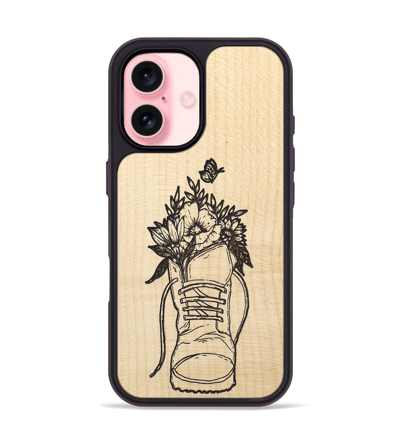 iPhone 16 Wood+Resin Phone Case - Wildflower Walk - Maple (Curated)