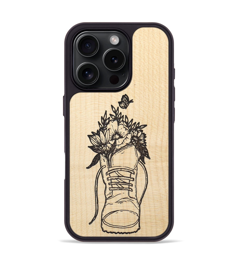 iPhone 16 Pro Wood+Resin Phone Case - Wildflower Walk - Maple (Curated)