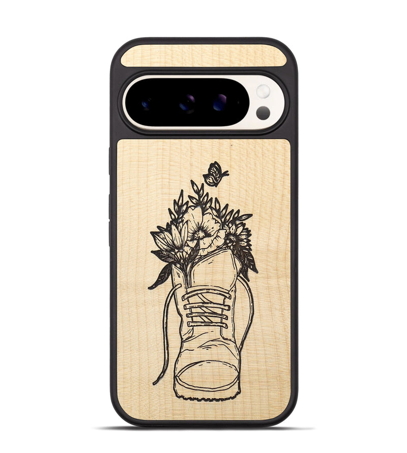 Pixel 9 Wood+Resin Phone Case - Wildflower Walk - Maple (Curated)