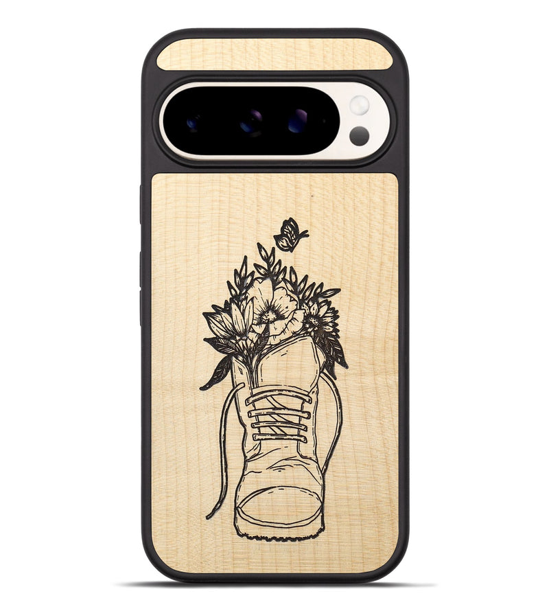 Pixel 9 Pro XL Wood+Resin Phone Case - Wildflower Walk - Maple (Curated)