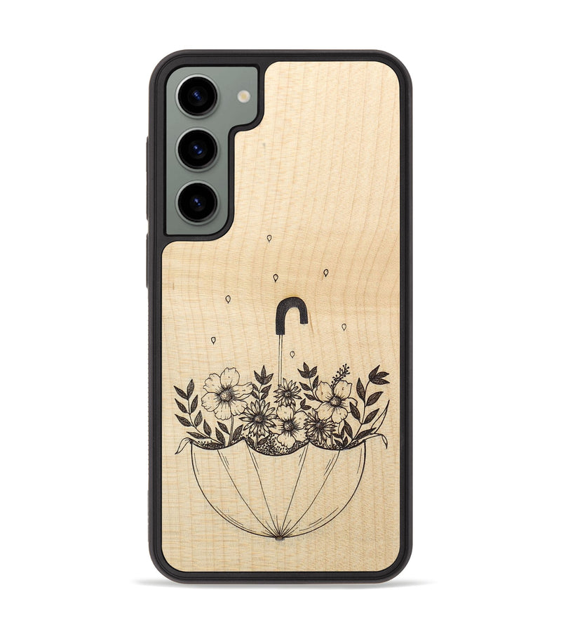 Galaxy S23 Plus Wood+Resin Phone Case - No Rain No Flowers - Maple (Curated)
