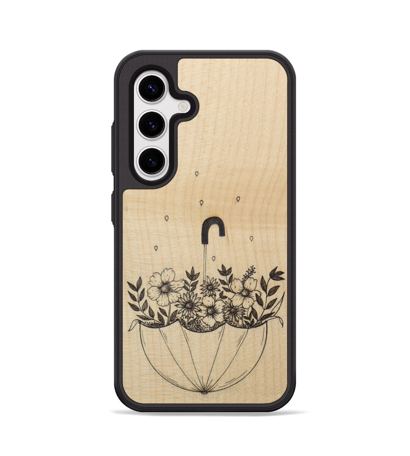 Galaxy S25 Wood Phone Case - No Rain No Flowers - Maple (Curated, 699955)