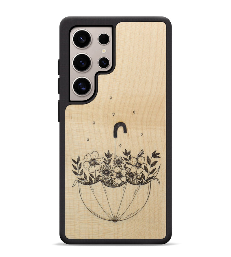 Galaxy S25 Ultra Wood Phone Case - No Rain No Flowers - Maple (Curated, 699955)