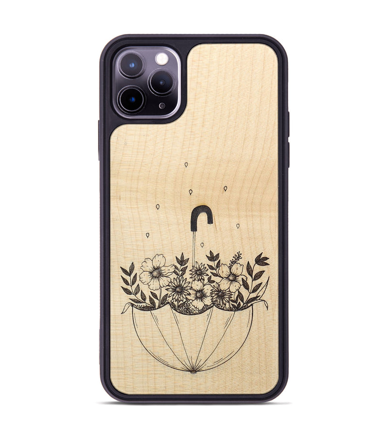 iPhone 11 Pro Max Wood+Resin Phone Case - No Rain No Flowers - Maple (Curated)