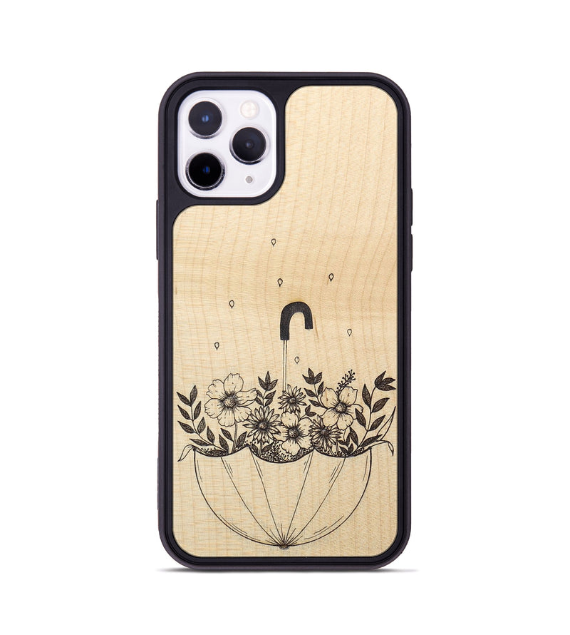 iPhone 11 Pro Wood+Resin Phone Case - No Rain No Flowers - Maple (Curated)