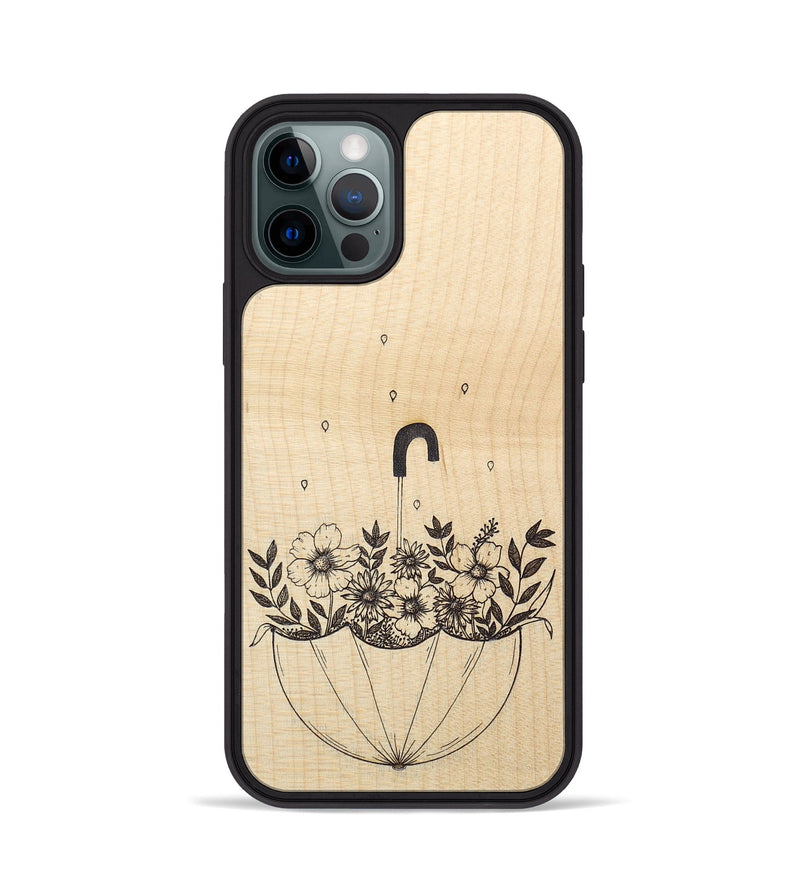 iPhone 12 Pro Wood+Resin Phone Case - No Rain No Flowers - Maple (Curated)