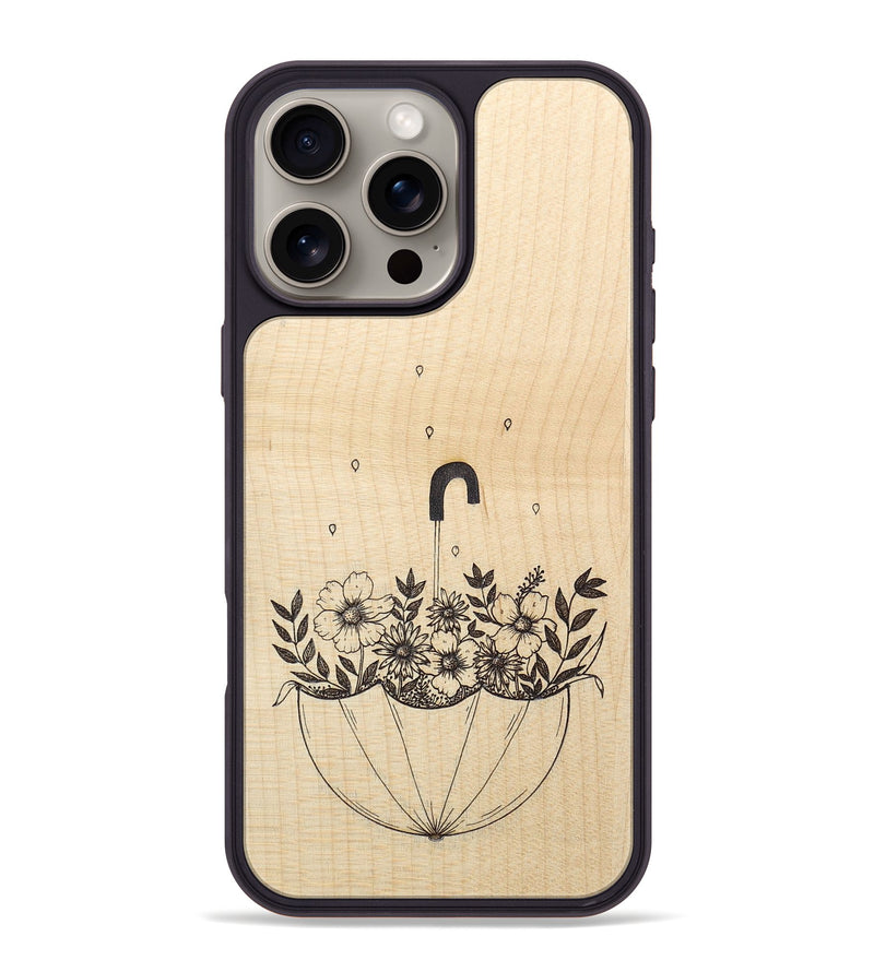 iPhone 16 Pro Max Wood+Resin Phone Case - No Rain No Flowers - Maple (Curated)