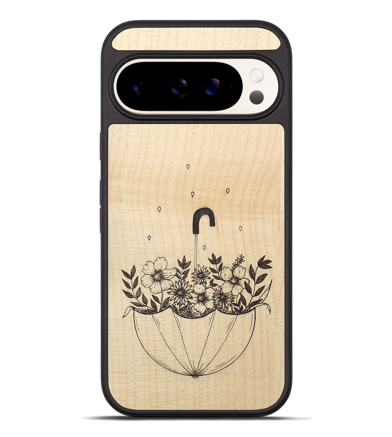 Pixel 9 Pro XL Wood+Resin Phone Case - No Rain No Flowers - Maple (Curated)