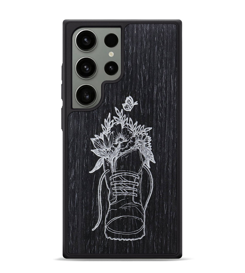 Galaxy S24 Ultra Wood+Resin Phone Case - Wildflower Walk - Ebony (Curated)