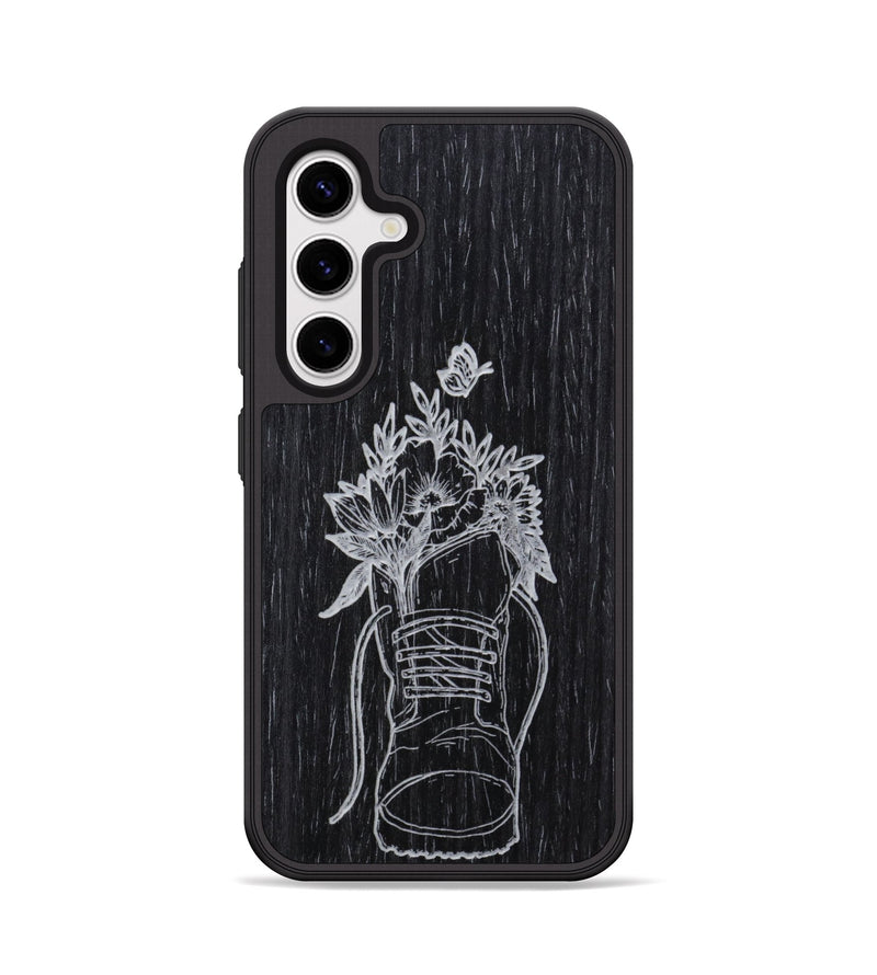 Galaxy S25 Wood Phone Case - Wildflower Walk - Ebony (Curated, 699957)