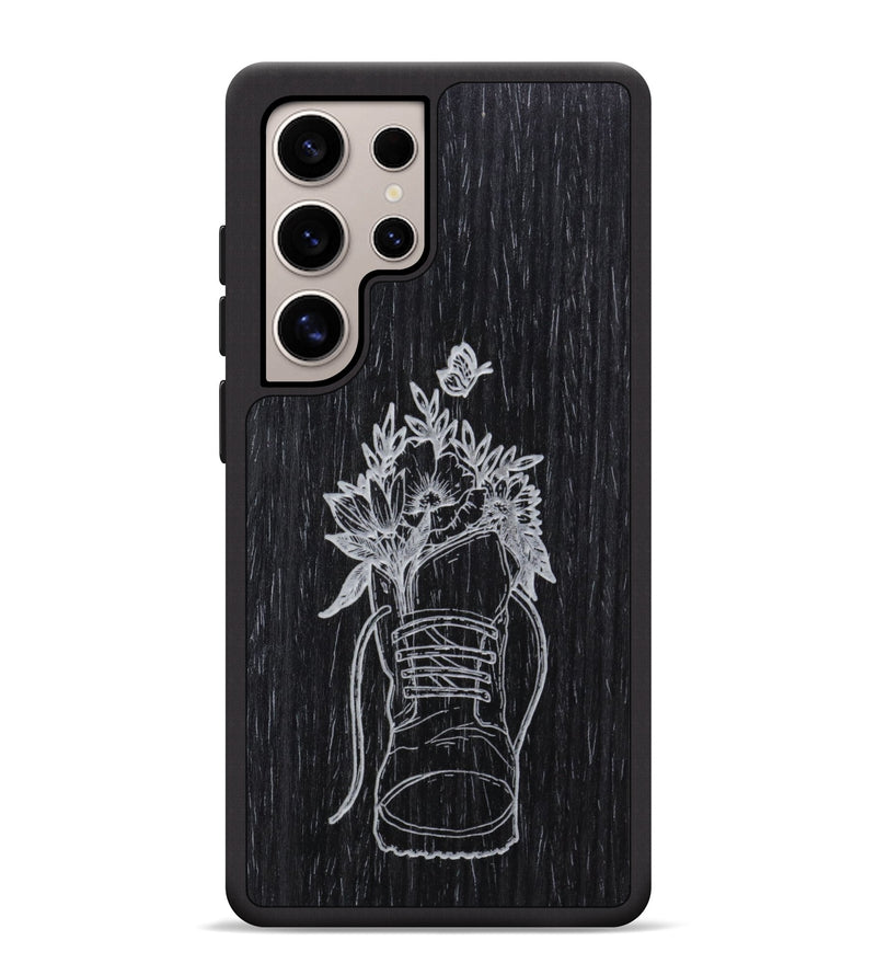 Galaxy S25 Ultra Wood Phone Case - Wildflower Walk - Ebony (Curated, 699957)