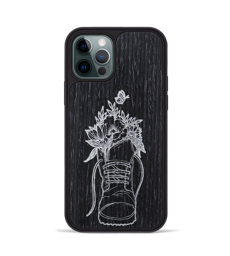 iPhone 12 Pro Wood+Resin Phone Case - Wildflower Walk - Ebony (Curated)