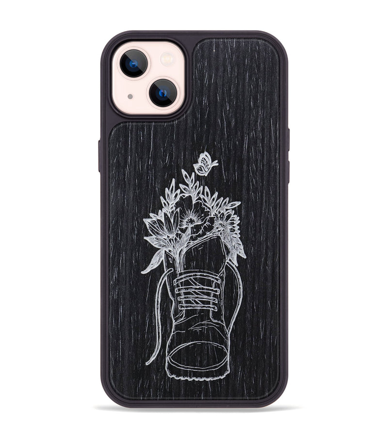 iPhone 14 Plus Wood+Resin Phone Case - Wildflower Walk - Ebony (Curated)