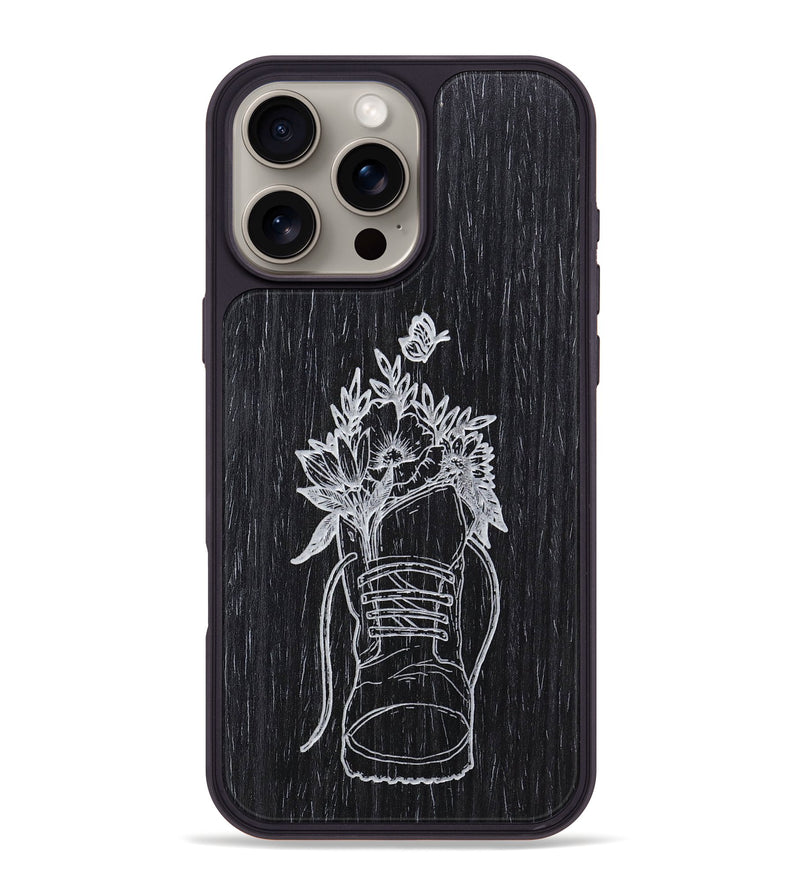 iPhone 16 Pro Max Wood+Resin Phone Case - Wildflower Walk - Ebony (Curated)