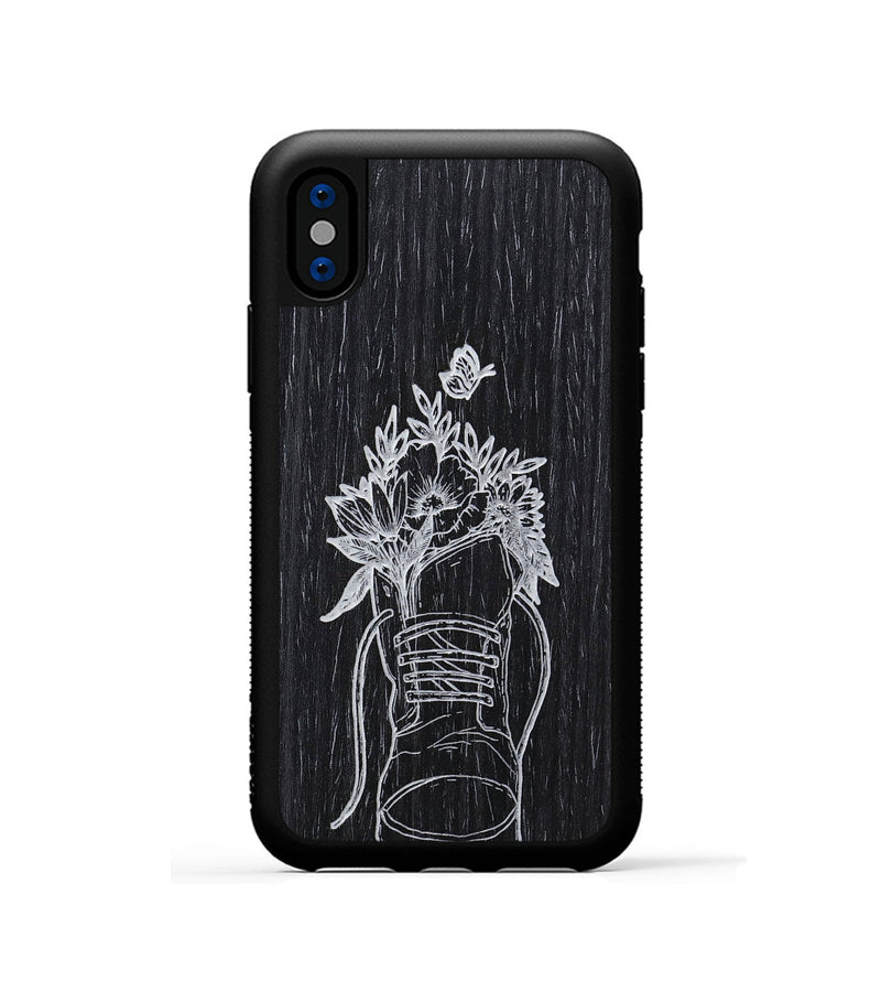 iPhone Xs Wood+Resin Phone Case - Wildflower Walk - Ebony (Curated)